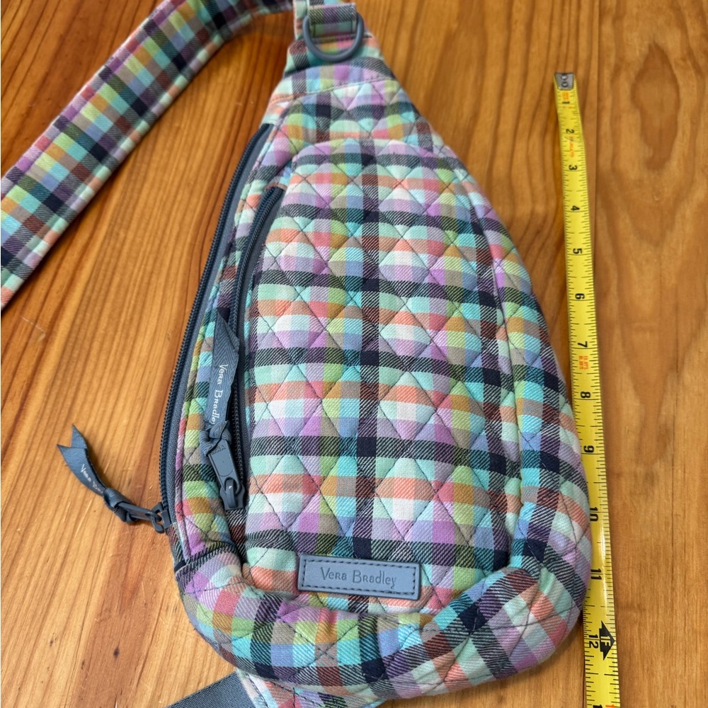 Vera Bradley GINGHAM PLAID Essential Compact 13" Cotton Sling Backpack - Picture 8 of 9
